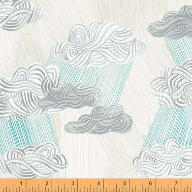 Happy by Carrie Bloomston, Silver Lining in Paper, per half-yard