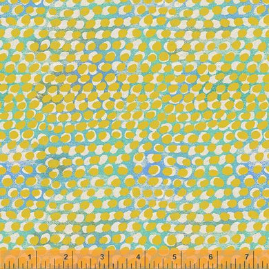 Happy by Carrie Bloomston, Layered Dot in Mustard, per half-yard