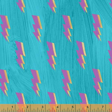 Happy by Carrie Bloomston, Kapow! in Turquoise, per half-yard