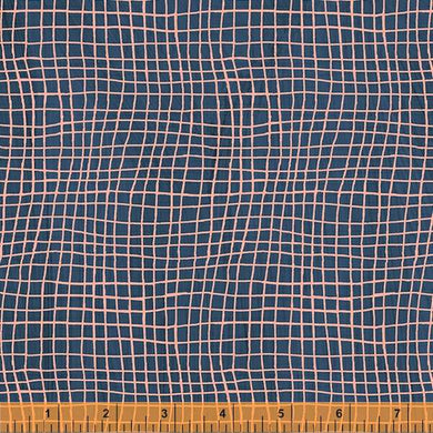 Happy by Carrie Bloomston, Windowpane in Marine, per half-yard