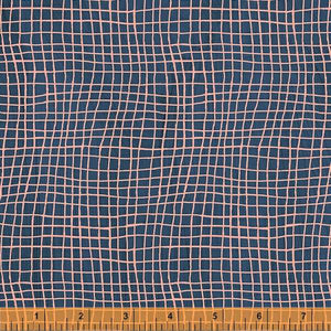 Happy by Carrie Bloomston, Windowpane in Marine, per half-yard