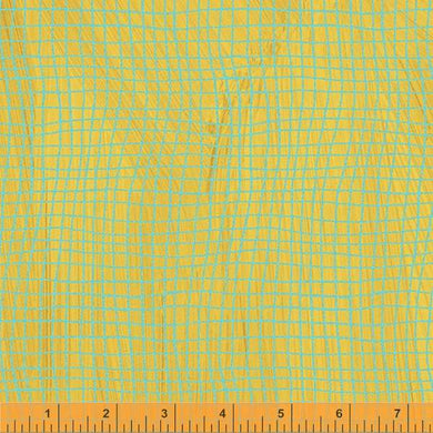 Happy by Carrie Bloomston, Windowpane in Mustard, per half-yard