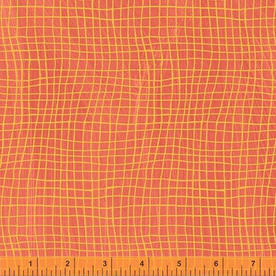 Happy by Carrie Bloomston, Windowpane in Watermelon, per half-yard
