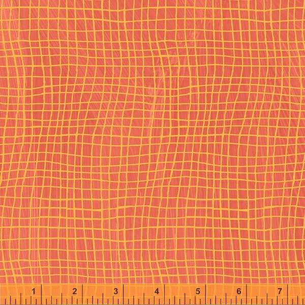 Happy by Carrie Bloomston, Windowpane in Watermelon, per half-yard