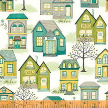 Load image into Gallery viewer, Be My Neighbor by Terri Degenkolb, Houses in Ivory, per half-yard