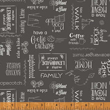 Load image into Gallery viewer, Be My Neighbor by Terri Degenkolb, Neighbor Words in Charcoal, per half-yard
