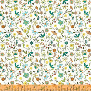 Be My Neighbor by Terri Degenkolb, Tiny Floral in Ivory, per half-yard
