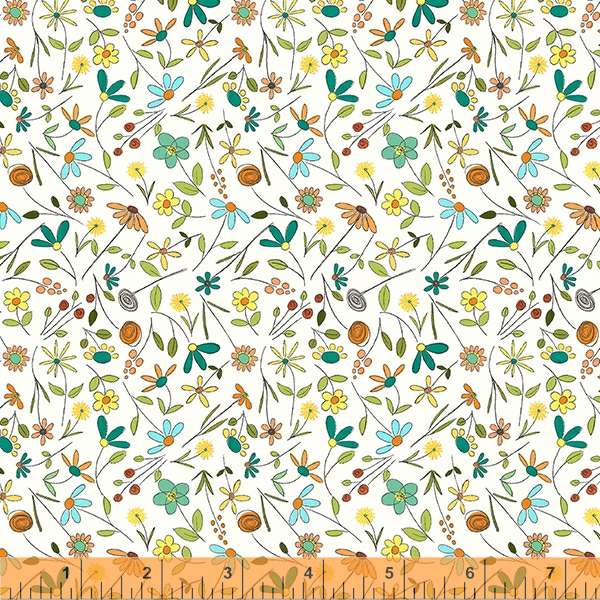 Be My Neighbor by Terri Degenkolb, Tiny Floral in Ivory, per half-yard