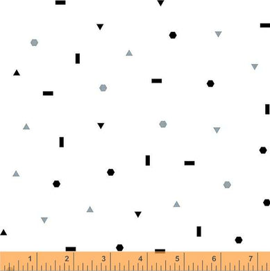 Little Whispers by Whistler Studios, Geometry in White, per half-yard