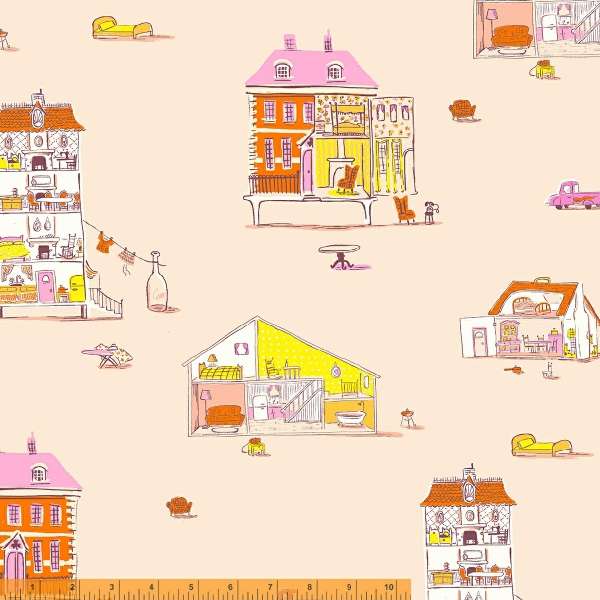 Lucky Rabbit, Dollhouse in Blush by Heather Ross for Windham Fabrics, per half-yard