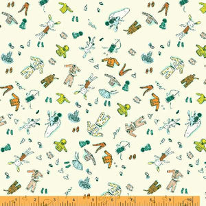 Lucky Rabbit, Doll Clothes in Cream by Heather Ross for Windham Fabrics, per half-yard