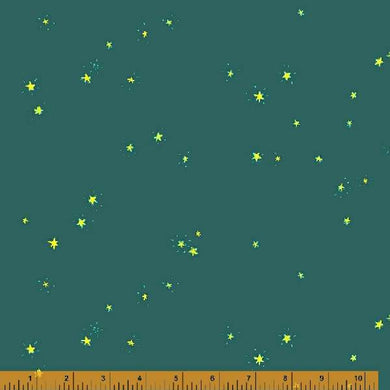 Lucky Rabbit, Hand-Drawn Stars in Teal by Heather Ross for Windham Fabrics, per half-yard