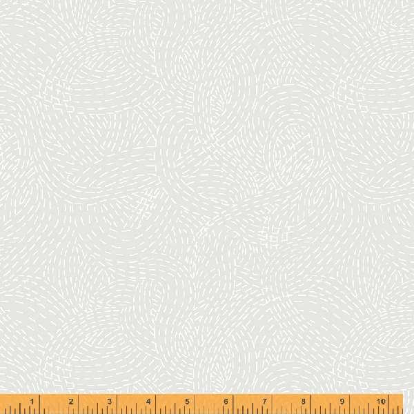 Crystal, Stitched Waves in White on White by Whistler Studios for Windham Fabrics, per half-yard