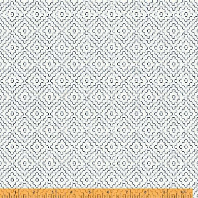 Indigo Stitches, Diamond in Ivory by Whistler Studios for Windham Fabrics, per half-yard