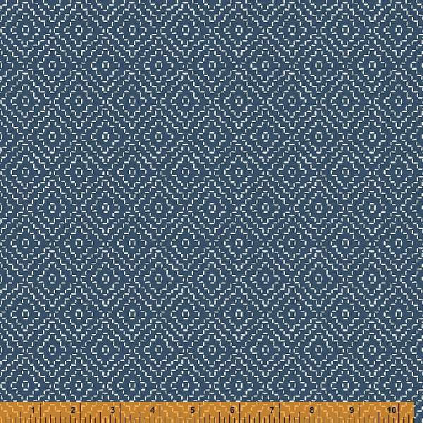 Indigo Stitches, Diamond in Denim by Whistler Studios for Windham Fabrics, per half-yard