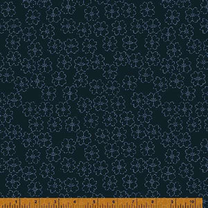 Indigo Stitches, Blossom in Indigo by Whistler Studios for Windham Fabrics, per half-yard
