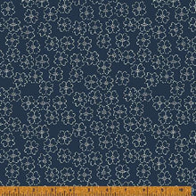 Load image into Gallery viewer, Indigo Stitches, Blossom in Navy by Whistler Studios for Windham Fabrics, per half-yard