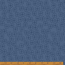 Load image into Gallery viewer, Indigo Stitches, Blossom in Slate Blue by Whistler Studios for Windham Fabrics, per half-yard