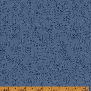 Indigo Stitches, Blossom in Slate Blue by Whistler Studios for Windham Fabrics, per half-yard