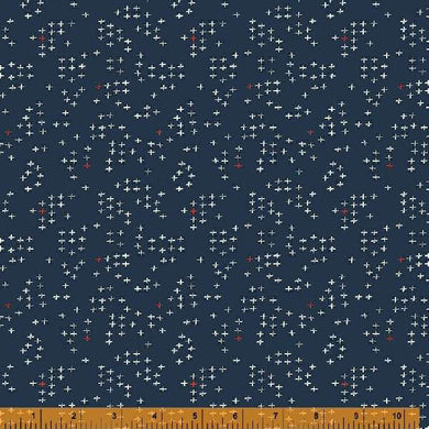 Indigo Stitches, Stitch in Navy by Whistler Studios for Windham Fabrics, per half-yard