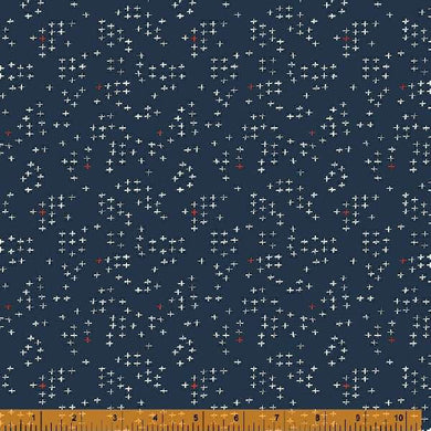 Indigo Stitches, Stitch in Navy by Whistler Studios for Windham Fabrics, per half-yard