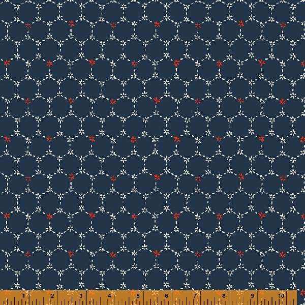 Indigo Stitches, Honeycomb in Navy by Whistler Studios for Windham Fabrics, per half-yard