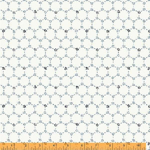 Indigo Stitches, Honeycomb in Ivory by Whistler Studios for Windham Fabrics, per half-yard