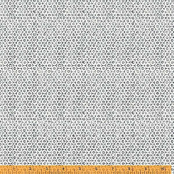 Indigo Stitches, Hexie in Ivory by Whistler Studios for Windham Fabrics, per half-yard