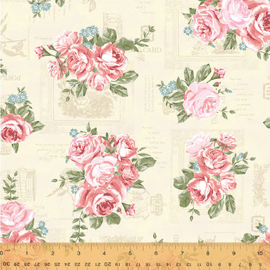 Wish You Were Here, Momento in Cream by Whistler Studios for Windham Fabrics, per half-yard