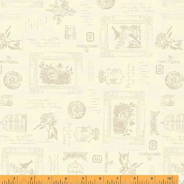 Wish You Were Here, Secret Message in Cream by Whistler Studios for Windham Fabrics, per half-yard