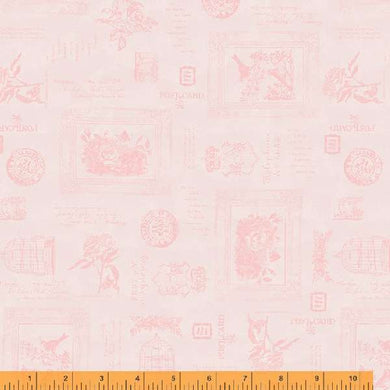 Wish You Were Here, Secret Message in Rose by Whistler Studios for Windham Fabrics, per half-yard