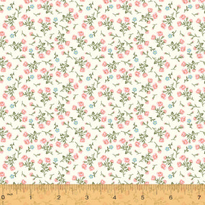 Wish You Were Here, Small Floral in Cream by Whistler Studios for Windham Fabrics, per half-yard