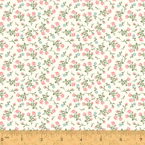 Wish You Were Here, Small Floral in Cream by Whistler Studios for Windham Fabrics, per half-yard