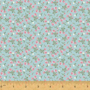 Wish You Were Here, Small Floral in Blue by Whistler Studios for Windham Fabrics, per half-yard