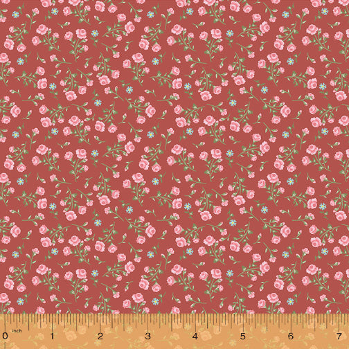 Wish You Were Here, Small Floral in Ruby by Whistler Studios for Windham Fabrics, per half-yard