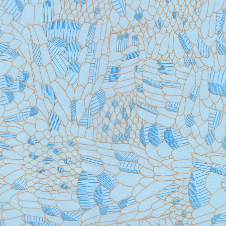 Gleaned, Snake in Spa Blue, per half-yard