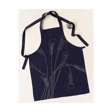 Ready To Stitch ** Olympus #SK-202 Japanese Sashiko Apron Kit - Calla Lily (Indigo, Navy Blue)