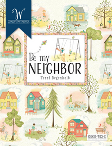 Be My Neighbor by Terri Degenkolb, Houses in Ivory, per half-yard