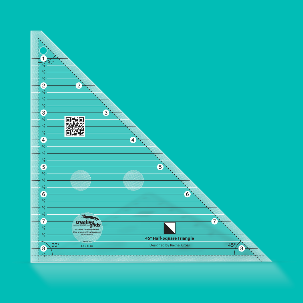 Creative Grids 45 Degree Half-Square Triangle 8-1/2in Quilt Ruler