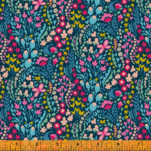 Load image into Gallery viewer, Eden by Sally Kelly, Flower Blanket in Dark Blue, per half-yard