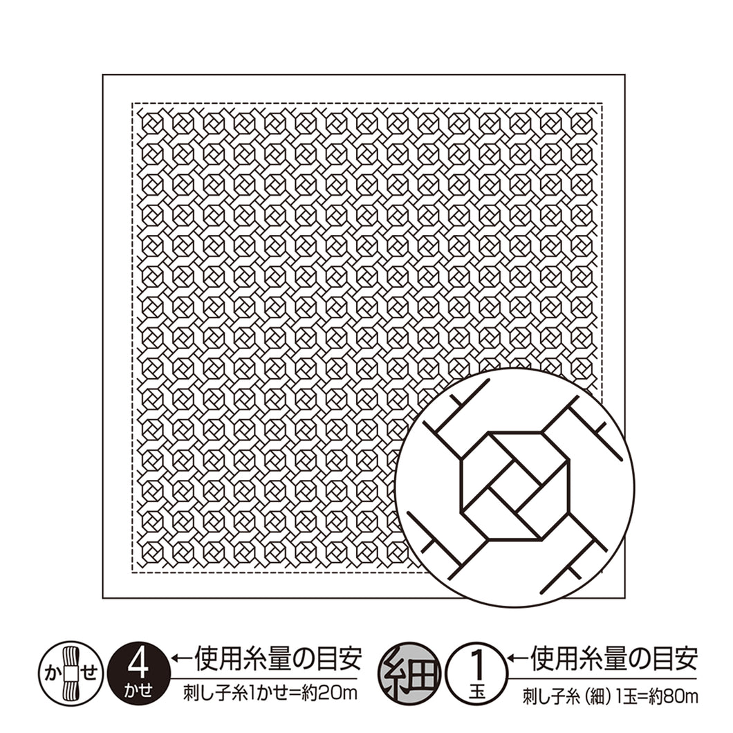 Olympus #H-1066, Japanese Sashiko Hitomezashi, Hana-Fukin Sashiko Sampler, Rose Garden (White)