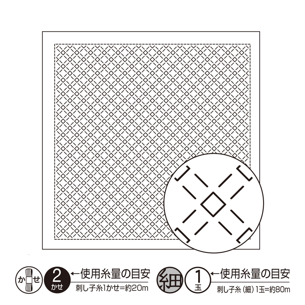 Olympus #H-1073, Japanese Sashiko Hitomezashi, Hana-Fukin Sashiko Sampler, Plaid (White)