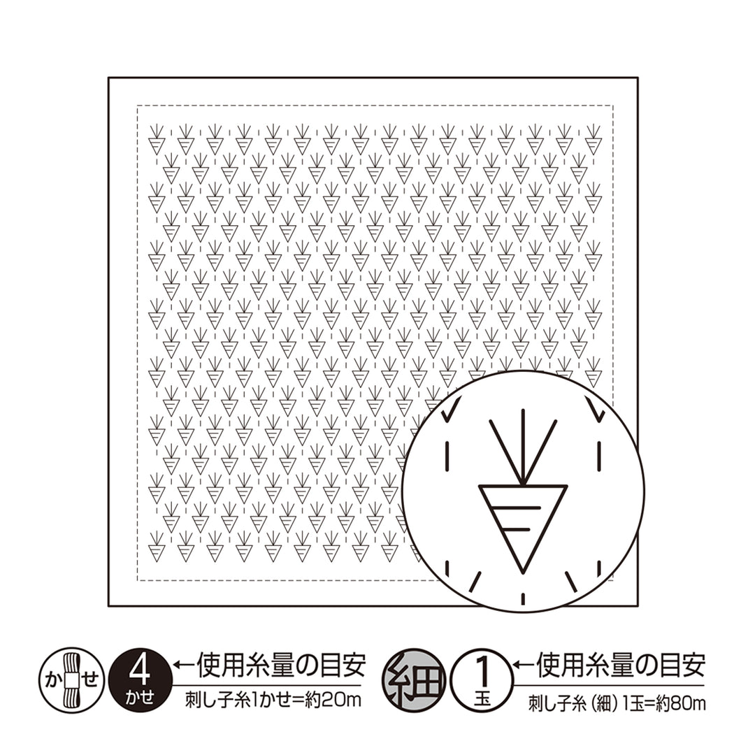 Olympus #H-1092, Japanese Sashiko Hitomezashi, Hana-Fukin Sashiko Sampler, Carrot (White)