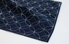 Load image into Gallery viewer, Daruma #6 #205 Yume-Fukin Sashiko Sampler  Weave, Fan and Dragonflies (White or Indigo)