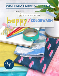 Happy by Carrie Bloomston, Windowpane in Marine, per half-yard