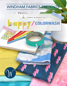 Happy by Carrie Bloomston, Silver Lining in Cornflower, per half-yard