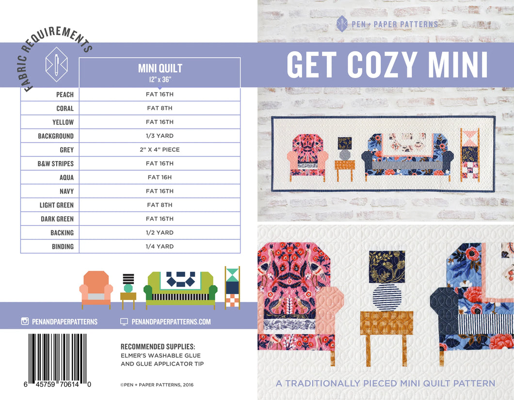 Get Cozy Mini Quilt Pattern, by Pen + Paper Patterns
