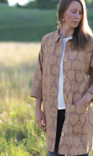 Load image into Gallery viewer, Quarry Trail, Block Print in Pepper, Essex Cotton/Linen Blend per half-yard
