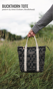 Quarry Trail, Block Print in Pepper, Essex Cotton/Linen Blend per half-yard