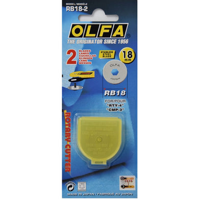 OLFA 18mm Tungsten Tool Steel Rotary Blade, Pack Of 2 (RB18-2)